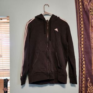 Adidas Fleece 3-Stripes zip up Hoodie Black Men's size M